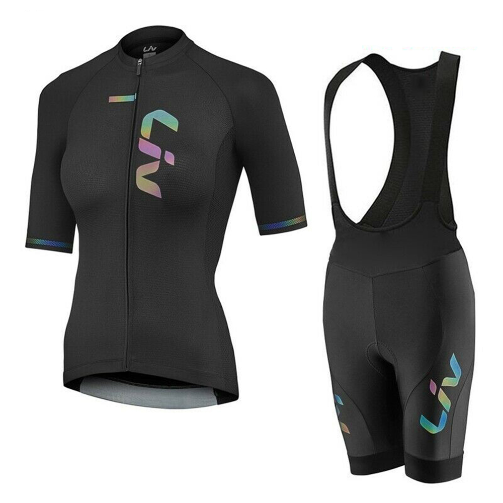 Wellness X - Liv-女性用サイクリングジャージとよだれかけショーツ,半袖,マウンテンバイクウェア,サイクリングウェア,19d夏